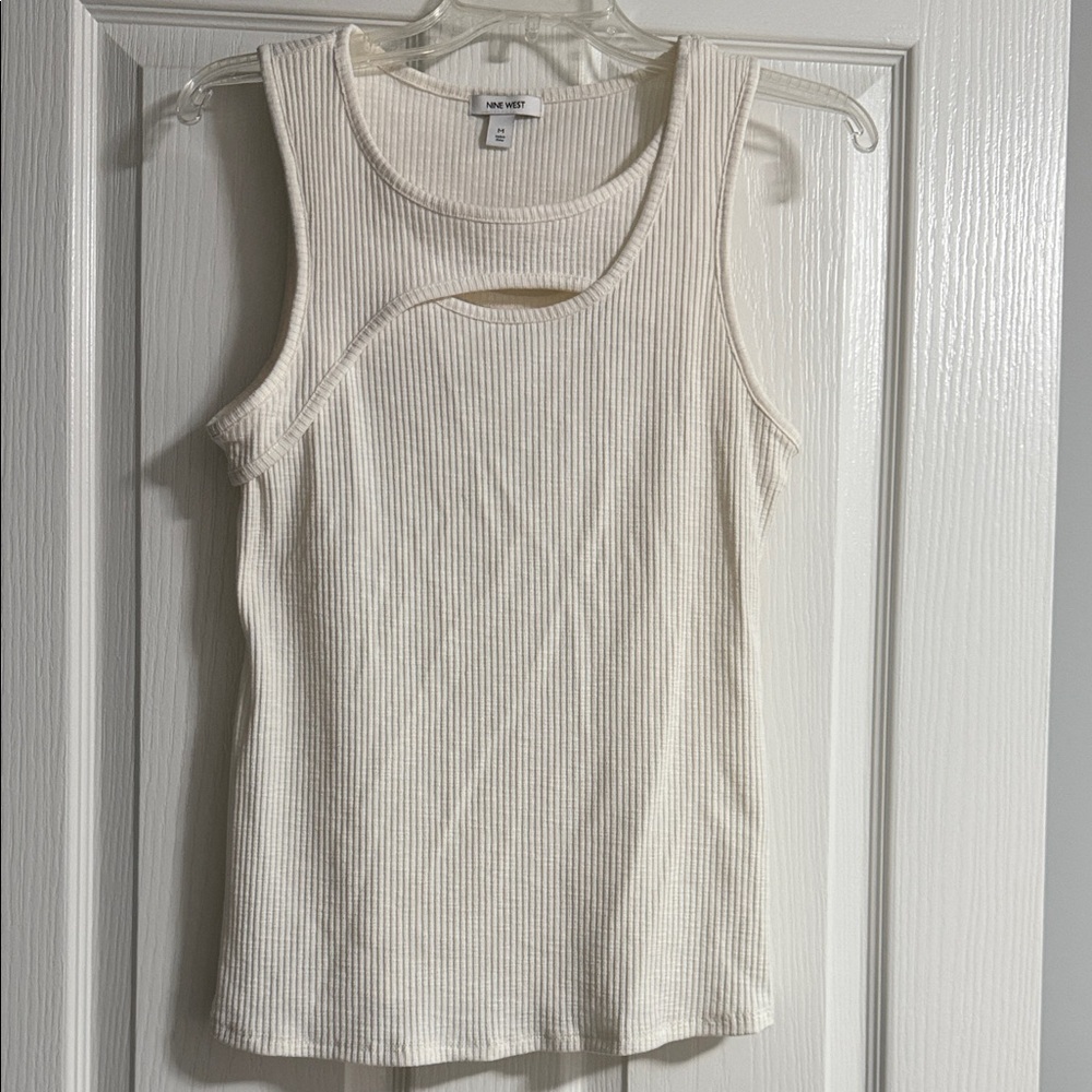 Nine West Cream Ribbed Tank Top